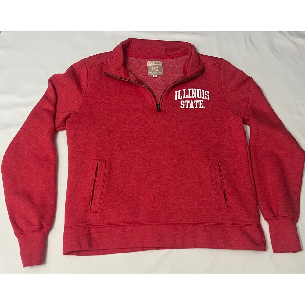 Illinois State Redbirds Quarter Zip Pullover Sweatshirt Red Size Small